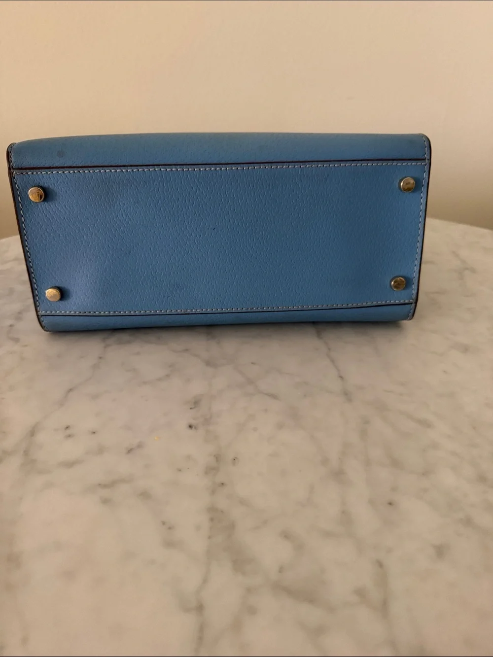 kate spade Blue Leather Mini Satchel with Gold Logo